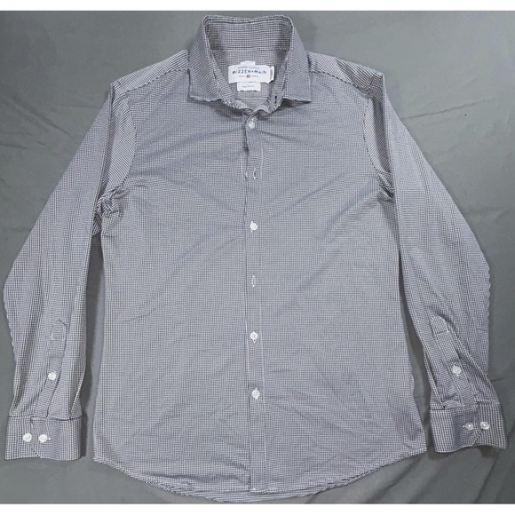 Mizzen+Main Other - Mizzen+Main Dress Shirt Mens Large Gray Gingham Trim Fit American Made Stretch